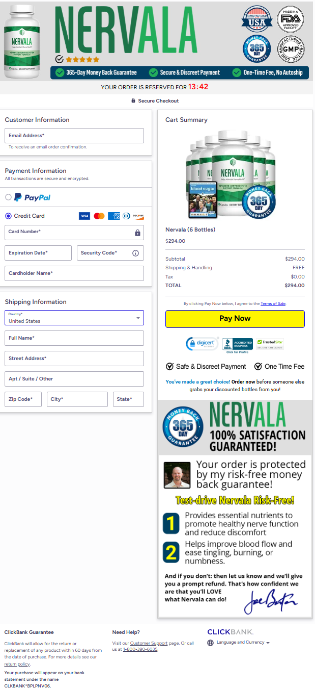 Nervala Official Website Secure Order Page